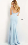 JVN by Jovani Prom Dress JVN08466 Light Blue V Neck High Slit Prom Dress