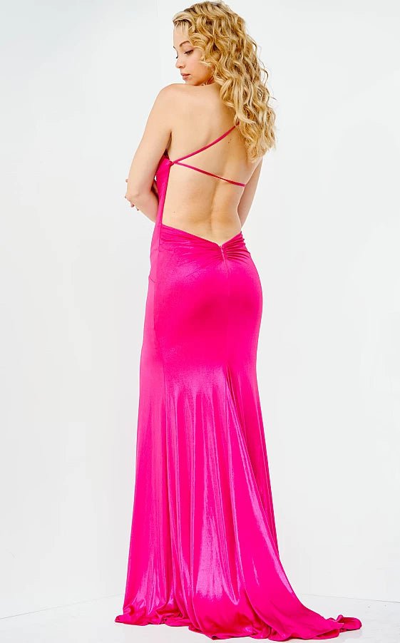 JVN by Jovani Prom Dress JVN08486 Hot Pink One Shoulder Fitted Prom Dress