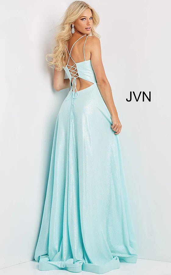 JVN by Jovani Prom Dress JVN08490 Pink A Line Spaghetti Strap Prom Dress