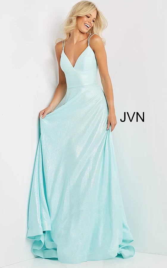 JVN by Jovani Prom Dress JVN08490 Pink A Line Spaghetti Strap Prom Dress