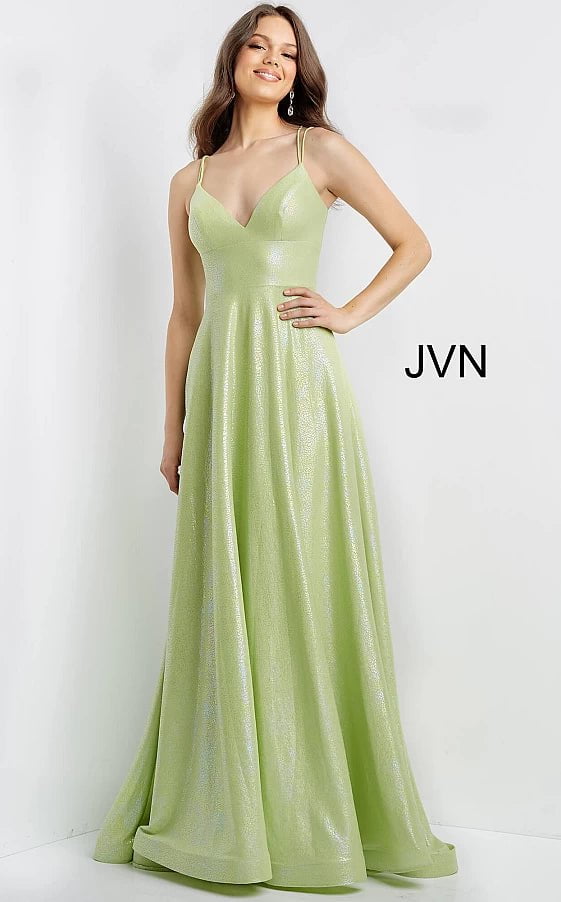 JVN by Jovani Prom Dress JVN08490 Pink A Line Spaghetti Strap Prom Dress