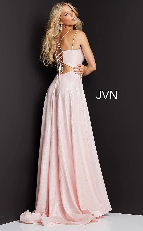 JVN by Jovani Prom Dress JVN08490 Pink A Line Spaghetti Strap Prom Dress