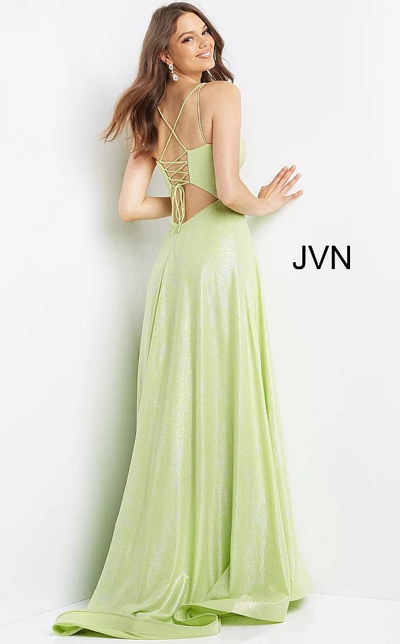 JVN by Jovani Prom Dress JVN08490 Pink A Line Spaghetti Strap Prom Dress