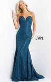 JVN by Jovani Prom Dress JVN08511 Peacock Lace Strapless Prom Dress