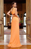 JVN by Jovani Prom Dress JVN08587 Orange One Shoulder Ruched Prom Dress