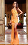 JVN by Jovani Prom Dress JVN08587 Orange One Shoulder Ruched Prom Dress