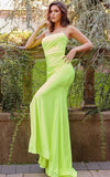JVN by Jovani Prom Dress JVN09026 Lime Spaghetti Strap Ruched Prom Dress