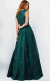 JVN by Jovani Prom Dress JVN09555 Emerald Plunging Neck Lace Prom Ballgown