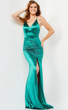 JVN by Jovani Prom Dress JVN09635 Green High Slit Fitted Prom Dress