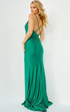 JVN by Jovani Prom Dress JVN09840 Emerald Ruched V Neck Simple Prom Dress