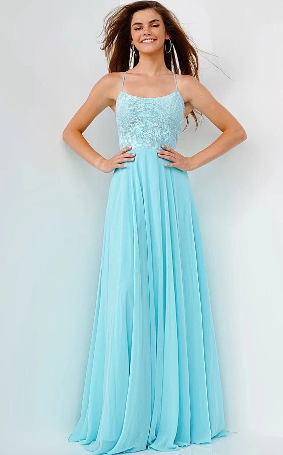 JVN by Jovani Prom Dress JVN22288 Light Blue Embellished Bodice Maxi Prom Dress