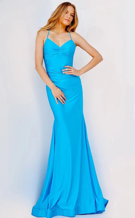 JVN by Jovani Prom Dress JVN22880 Hot Blue Ruched Bust Fitted Prom Dress