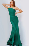 JVN by Jovani Prom Dress JVN230973 Emerald Fitted one Shoulder Prom Dress