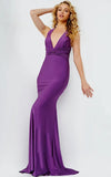 JVN by Jovani Prom Dress JVN23202 Purple Halter V Neck Fitted Prom Dress