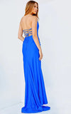 JVN by Jovani Prom Dress JVN23261 Hot Blue Plunging Neck Ruched Prom Dress