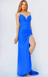 JVN by Jovani Prom Dress JVN23261 Hot Blue Plunging Neck Ruched Prom Dress