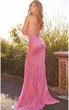 JVN by Jovani Prom Dress JVN23374 Sequin Spaghetti Strap High Slit Prom Dress