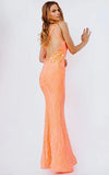 JVN by Jovani Prom Dress JVN23604 Neon Orange Open Back Embellished Prom Dress