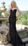 JVN by Jovani Prom Dress JVN23771 Black Sequin Strapless Prom Gown