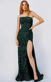 JVN by Jovani Prom Dress JVN24002 Emerald Strapless Sequin Sheath Prom Dress