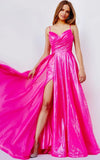 JVN by Jovani Prom Dress JVN24061 Hot Pink Ruched Bodice A Line Prom Gown