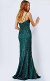 JVN by Jovani Prom Dress JVN24081 Dark Green Embellished High Slit Prom Dress