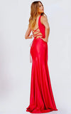 JVN by Jovani Prom Dress JVN24198 Red Low Back High Slit Prom Dress