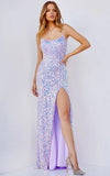 JVN by Jovani Prom Dress JVN24200 Lilac High Slit Spaghetti Strap Prom Dress