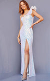 JVN by Jovani Prom Dress JVN24215 Off White Sequin One Shoulder Prom Dress