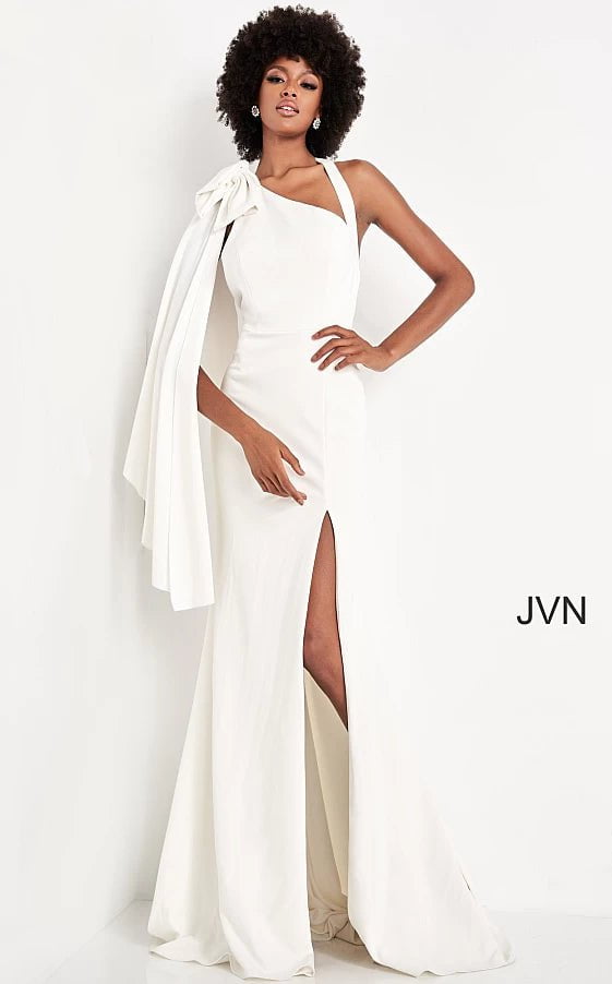 JVN by Jovani Prom Dress JVN2516 Ivory Sheath Open Back Prom Dress