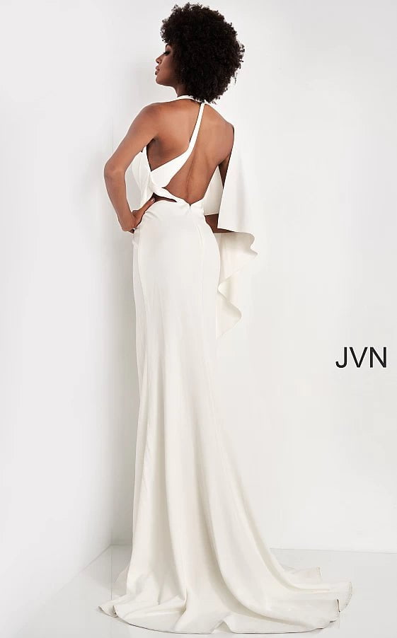 JVN by Jovani Prom Dress JVN2516 Ivory Sheath Open Back Prom Dress