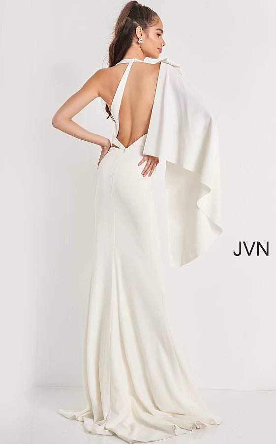 JVN by Jovani Prom Dress JVN2516 Ivory Sheath Open Back Prom Dress