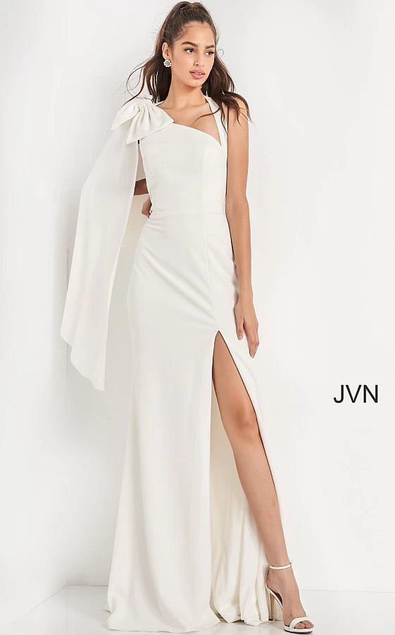 JVN by Jovani Prom Dress JVN2516 Ivory Sheath Open Back Prom Dress