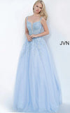 JVN by Jovani Prom Dress JVN4271 Sky Blue Illusion V Neck Prom Ballgown