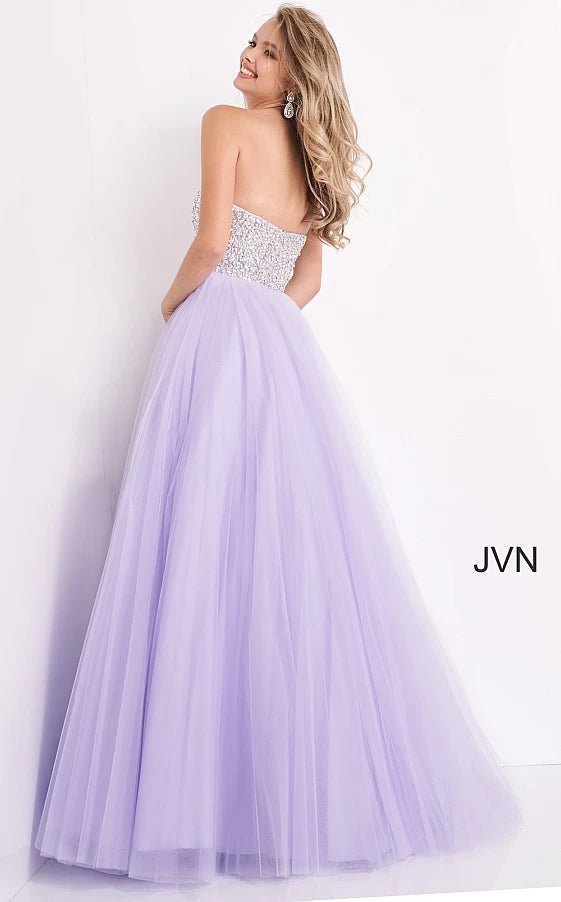 JVN by Jovani Prom Dress JVN52131 Blush Strapless Embellished Bodice Prom Ballgown