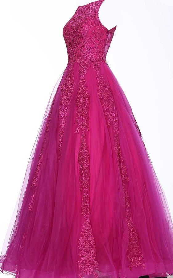 JVN by Jovani Prom Dress JVN59046 Burgundy Embellished Sleeveless Tulle Prom Ballgown