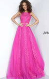 JVN by Jovani Prom Dress JVN59046 Burgundy Embellished Sleeveless Tulle Prom Ballgown