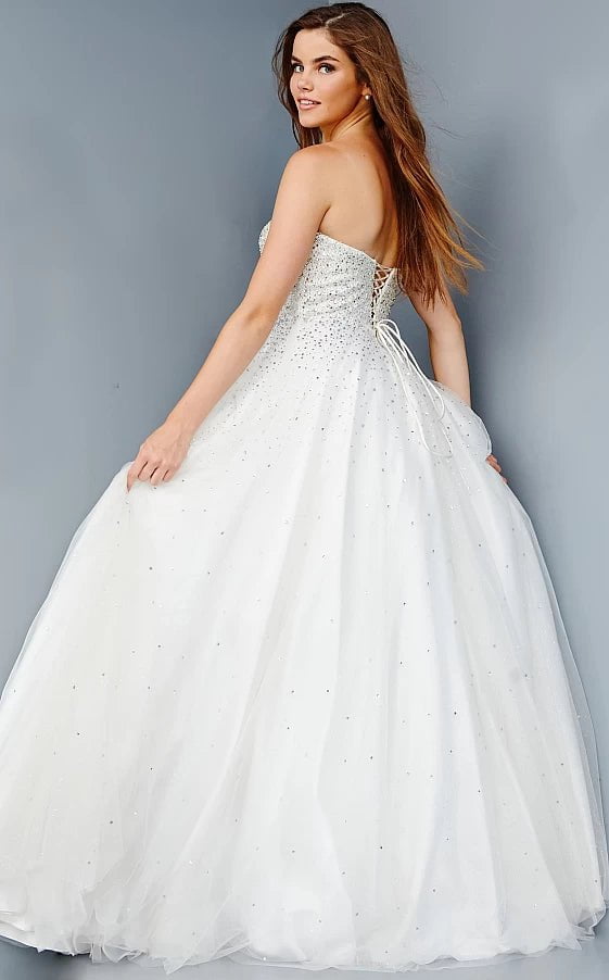 JVN by Jovani Prom Dress JVN65664 Off White Strapless Embellished Prom Ballgown