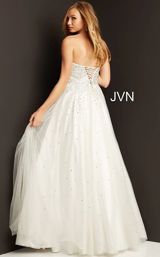 JVN by Jovani Prom Dress JVN65664 Off White Strapless Embellished Prom Ballgown