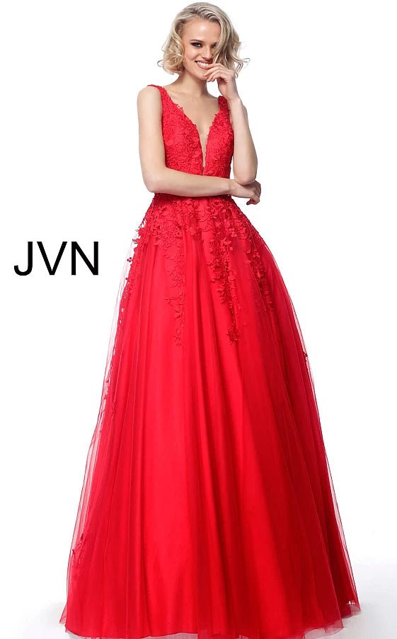 JVN by Jovani Prom Dress JVN68258 Embellished Belt Prom Ballgown