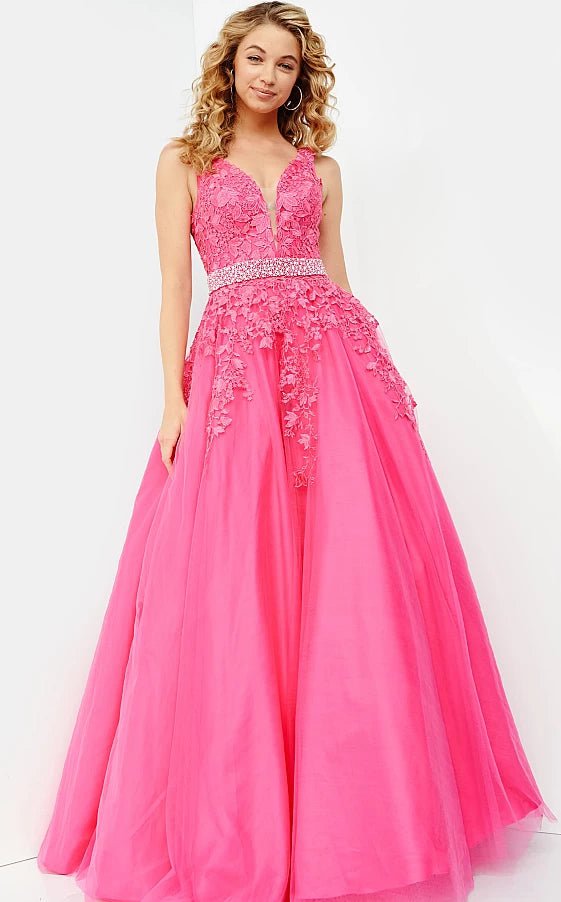 JVN by Jovani Prom Dress JVN68258 Embellished Belt Prom Ballgown