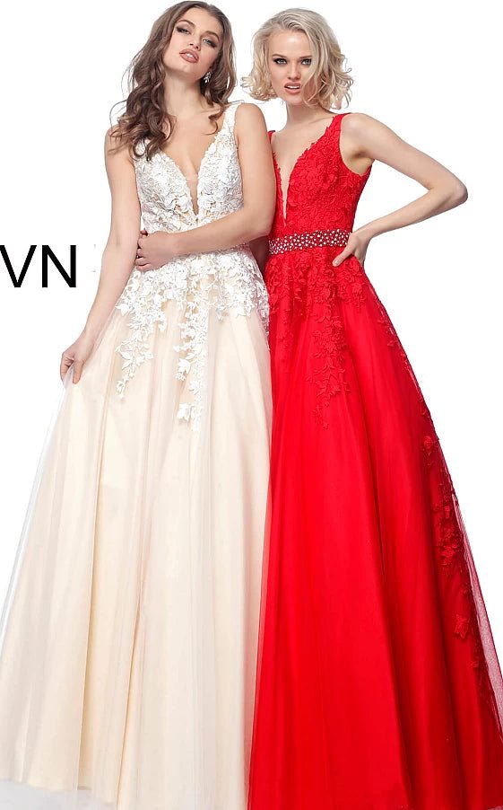 JVN by Jovani Prom Dress JVN68258 Embellished Belt Prom Ballgown