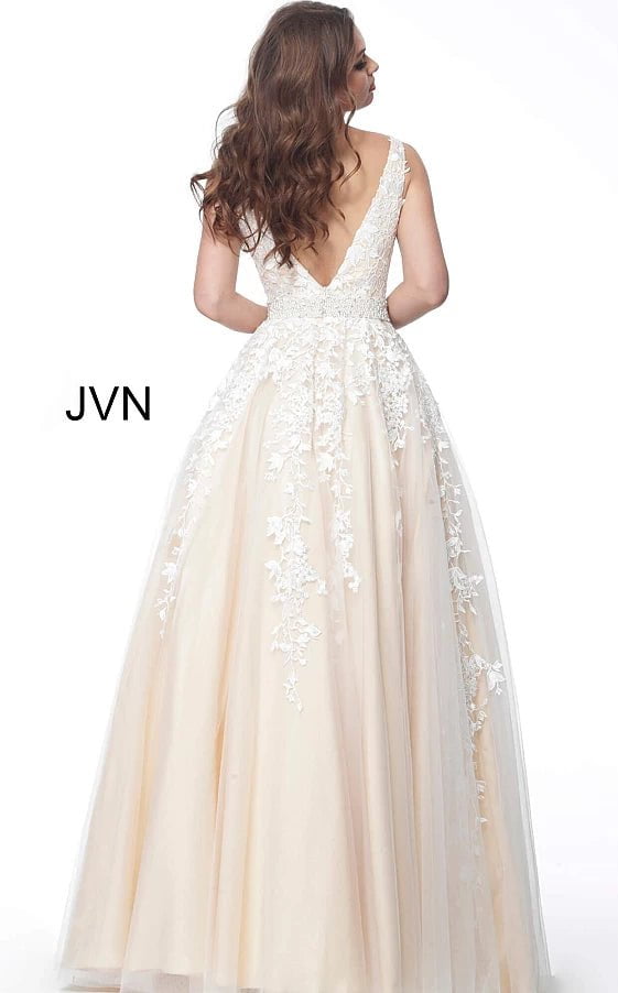 JVN by Jovani Prom Dress JVN68258 Embellished Belt Prom Ballgown