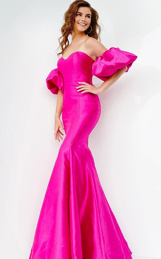 JVN by Jovani Prom Dress JVNK22830 Fuchsia Off the Shoulder Mermaid Prom Dress