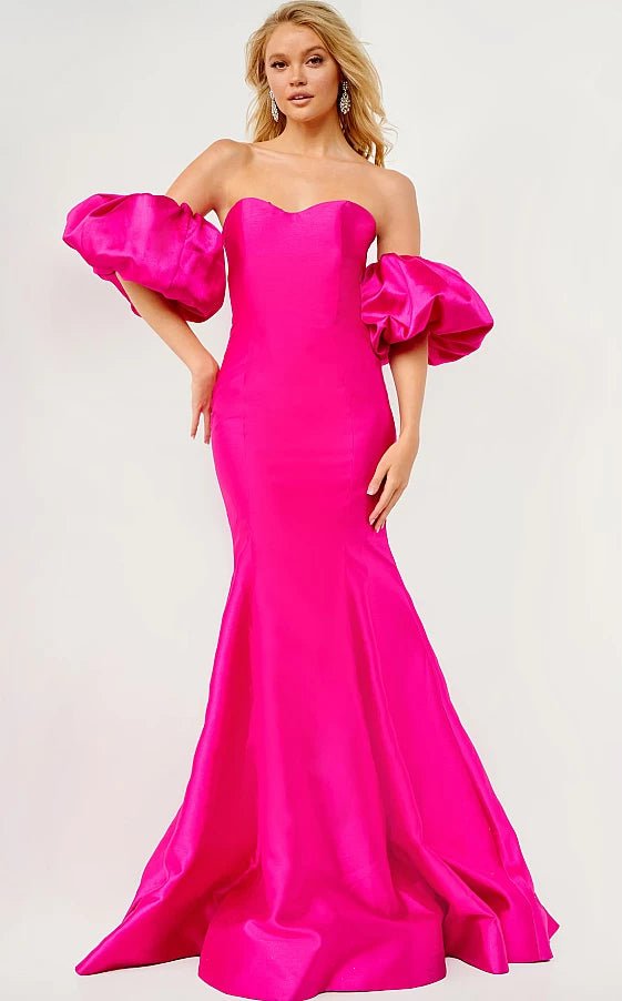 JVN by Jovani Prom Dress JVNK22830 Fuchsia Off the Shoulder Mermaid Prom Dress