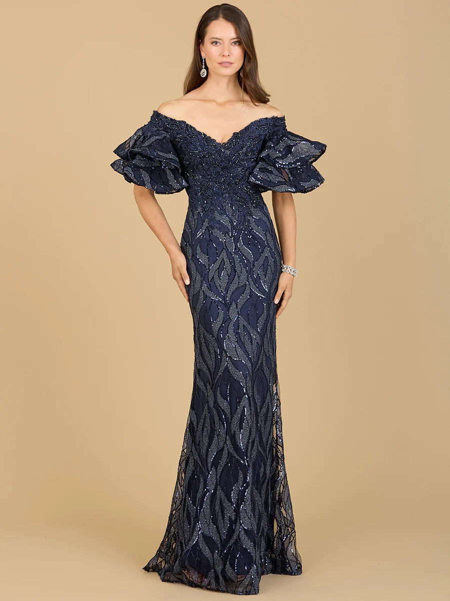 Lara Design Dress Lara Dresses 29190  Tiered Sleeve V Neck Evening Gown