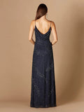 Lara Design Evening Dresses LARA 29282 - BEADED SPAGHETTI STRAP NAVY FULL-LENGTH GOWN