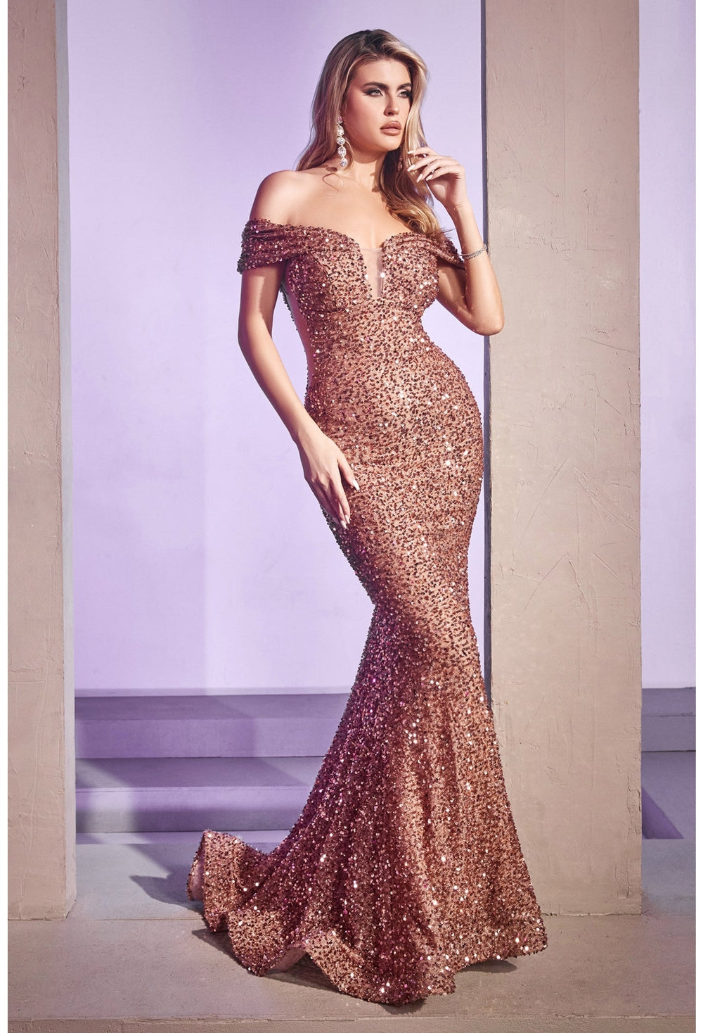 NoraCoutureNY Evening Dress Vanessa off the shoulder sequin mermaid gown