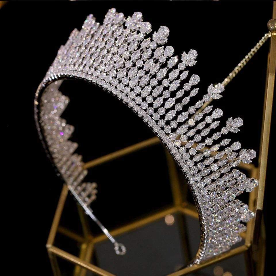 Crystal Royal Bridal Headpiece Crown NorasBridalBoutiqueNY - NorasBridalBoutiqueNY