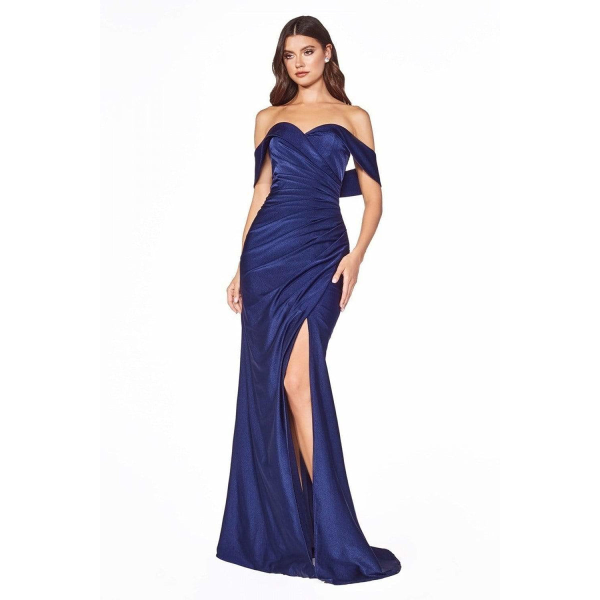 Nicole Off the Shoulder Fitted Jersey Gown NoraCoutureNY - NorasBridalBoutiqueNY